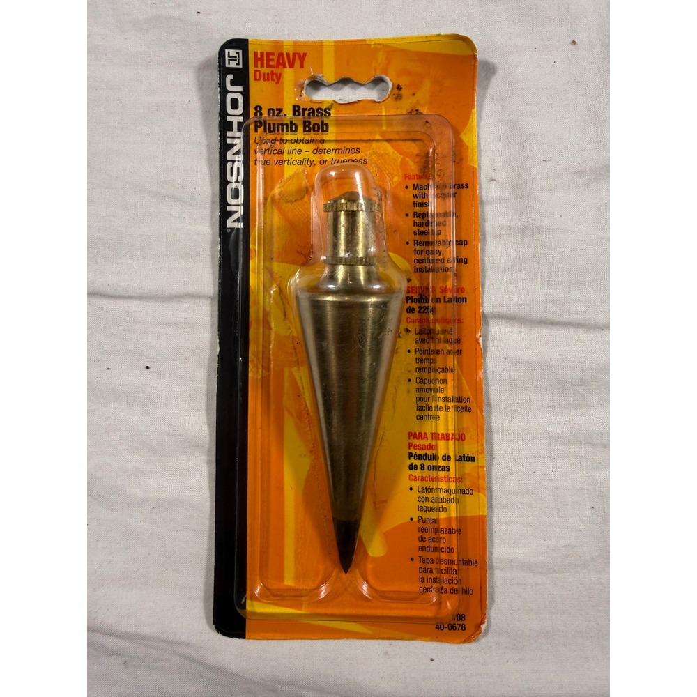 Johnson Plumb Bob 8 oz‎ Gold NEW Brass Heavy Duty 108 40-0578